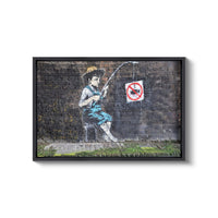 a painting of a man holding a fishing rod