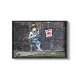 a painting of a man holding a fishing rod