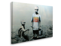 a painting of a boy and a boy with a bucket
