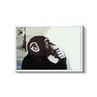 a painting of a monkey holding a banana