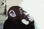 a painting of a chimpan on a wall