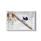 a picture of a black bird on a brick wall