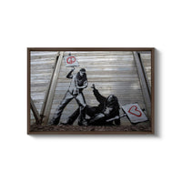 a painting of a man holding a woman on the back of a motorcycle