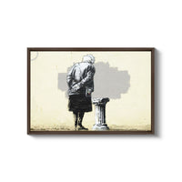 a painting of a person standing next to a fire hydrant