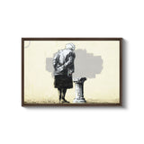 a painting of a person standing next to a fire hydrant
