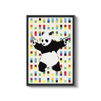 a picture of a panda bear holding a gun