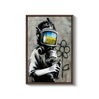 a painting of a man with a tv on his head