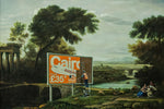 a painting of a man painting a sign