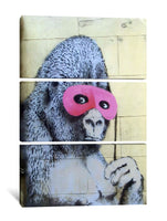 a painting of a monkey wearing a pink mask