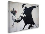 a painting of a man holding a bouquet of flowers