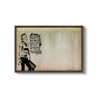 a picture of a woman walking down a street