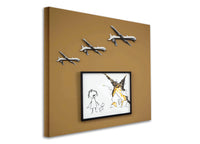 a picture of a group of airplanes hanging on a wall