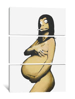 a painting of a woman with a cigarette in her mouth