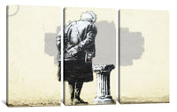 a painting of a man standing next to a fire hydrant