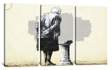 a painting of a man standing next to a fire hydrant
