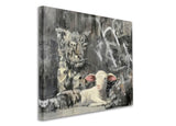 a painting of a baby sheep sitting in front of a herd of sheep