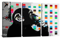 a painting of a monkey with colorful squares on it