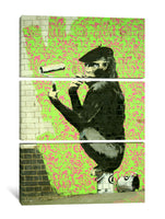a painting of a monkey holding a baseball bat