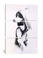 a painting of a man covering his face with his hands