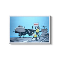 a man standing next to a fighter jet on top of a ship