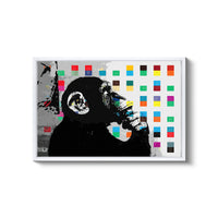 a painting of a monkey holding a drink