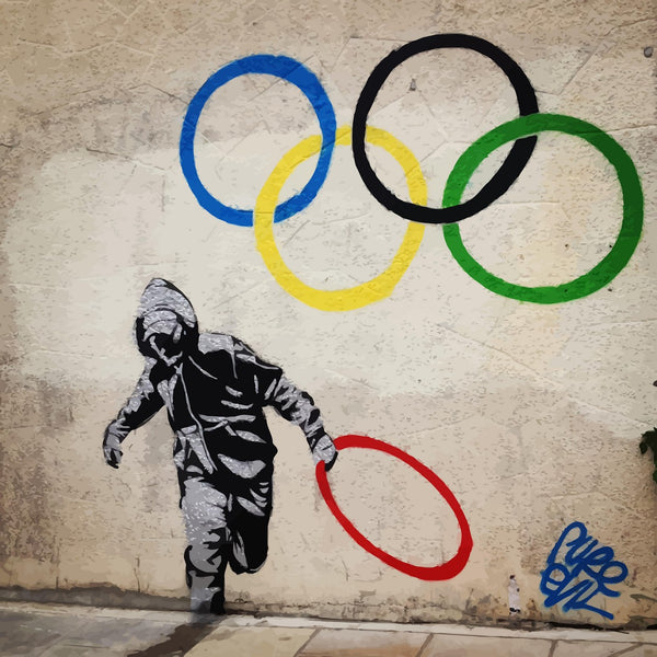 BANKSY Olympic Rings Fine Art Paper or Canvas Print Reproduction (Square)